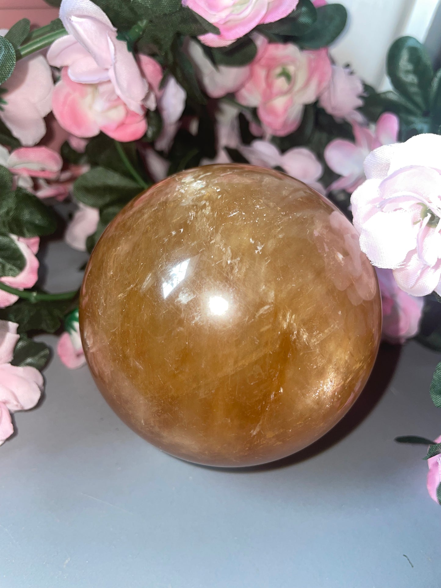 Honey Calcite Crystal Sphere From Brazil