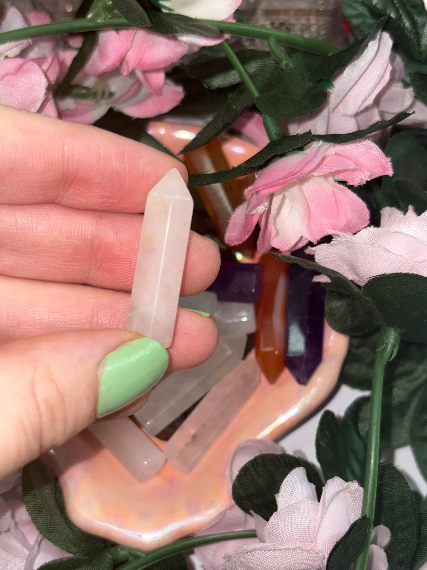 Mini Rose Quartz Crystal Tower Point