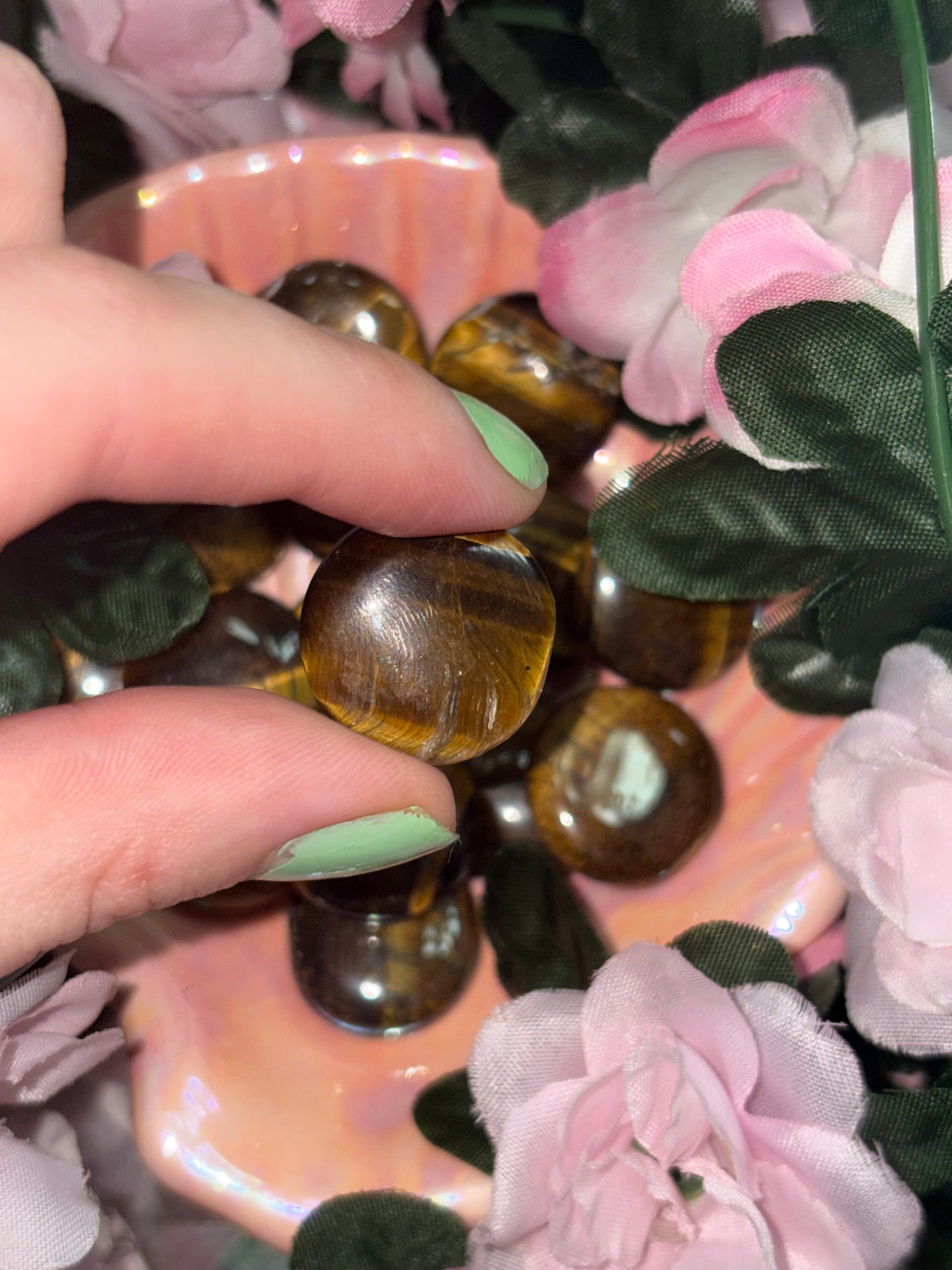 Mini Tigers Eye Palm Stone