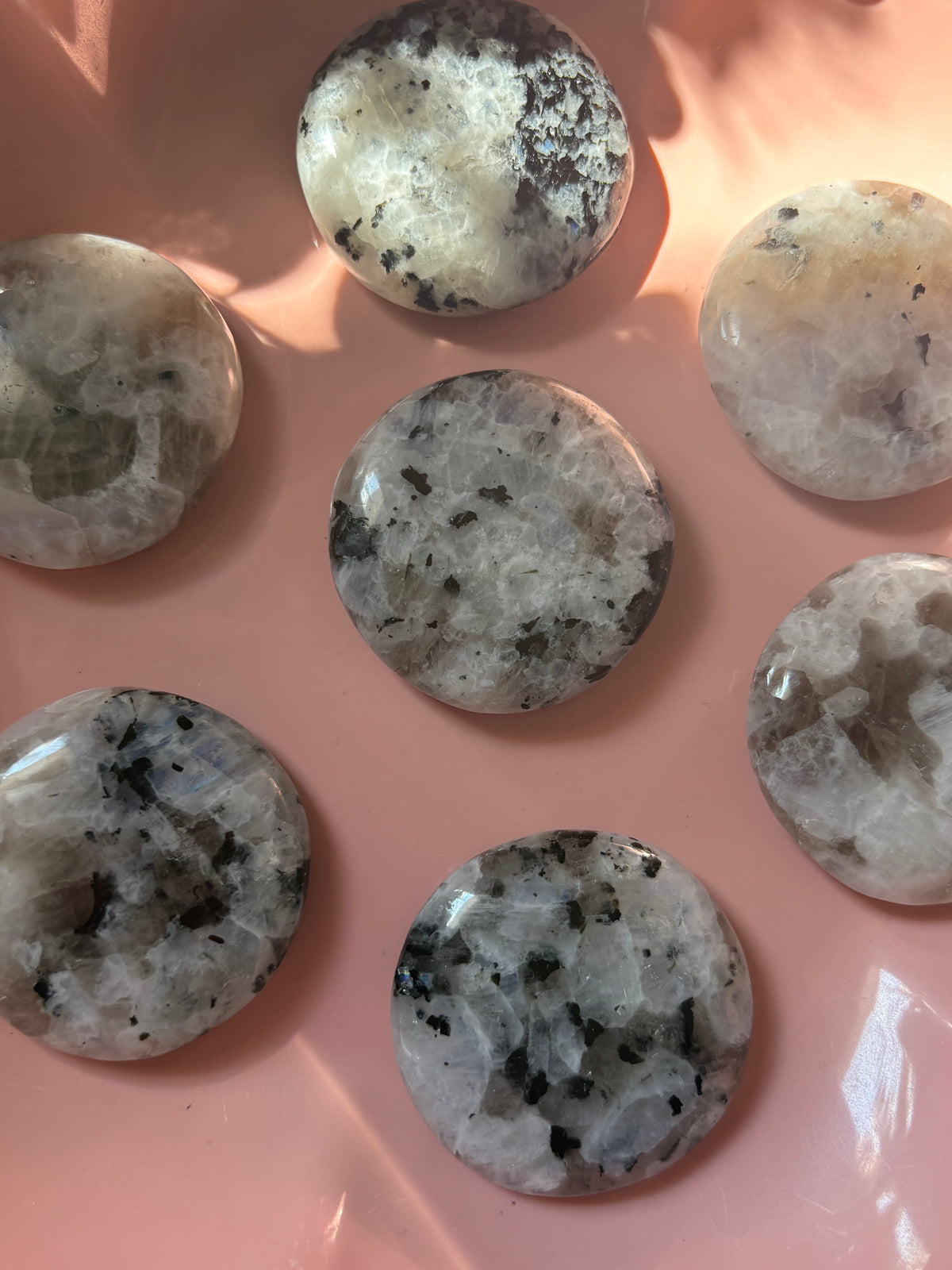 Rainbow Moonstone Flat Palm Stone