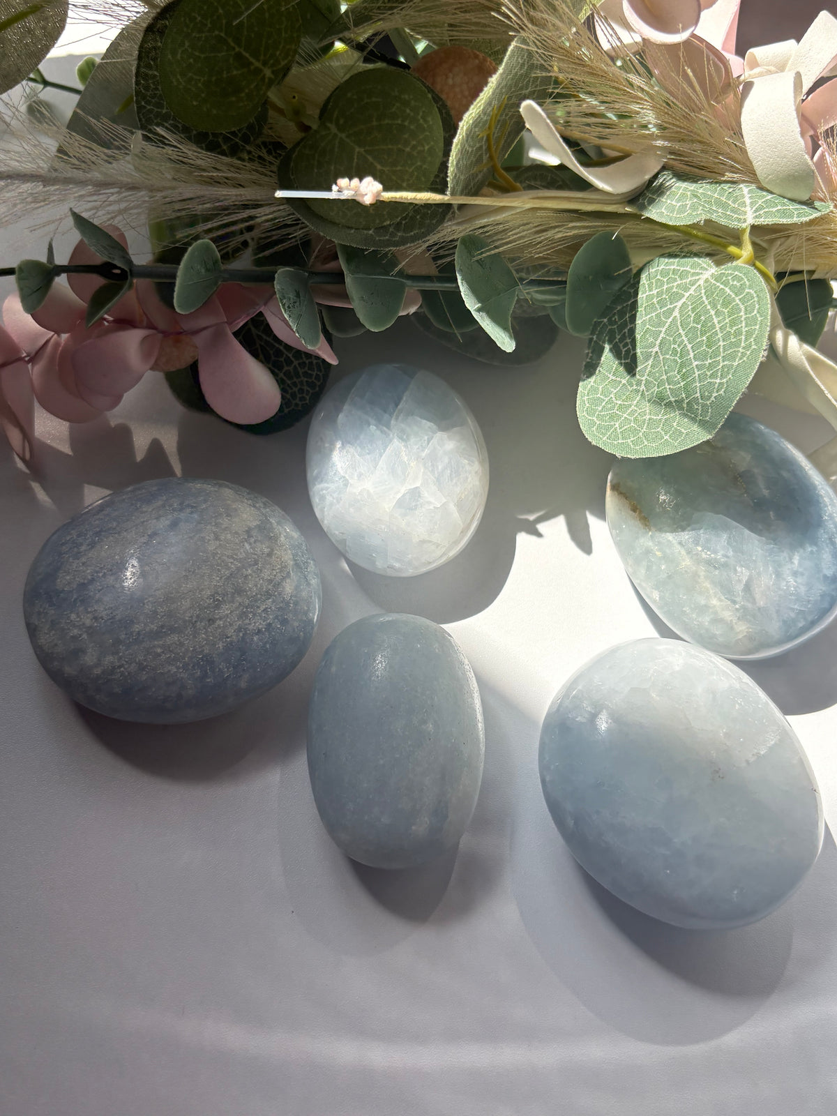 Blue Calcite Palm Stones