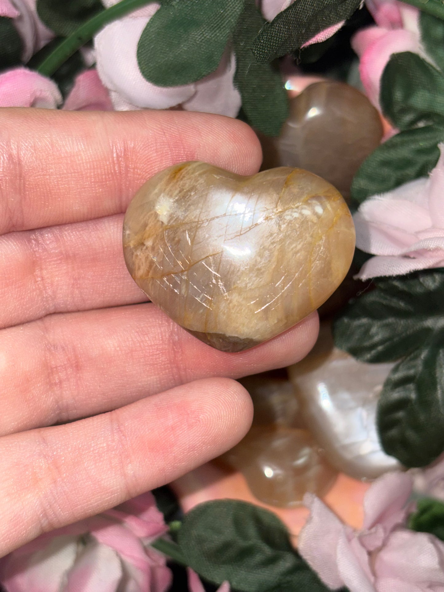 Peach Moonstone Heart From Madagascar
