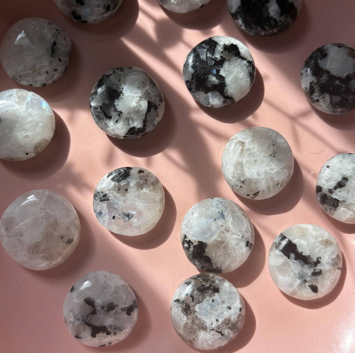 Mini Rainbow Moonstone Flat Palm Stone