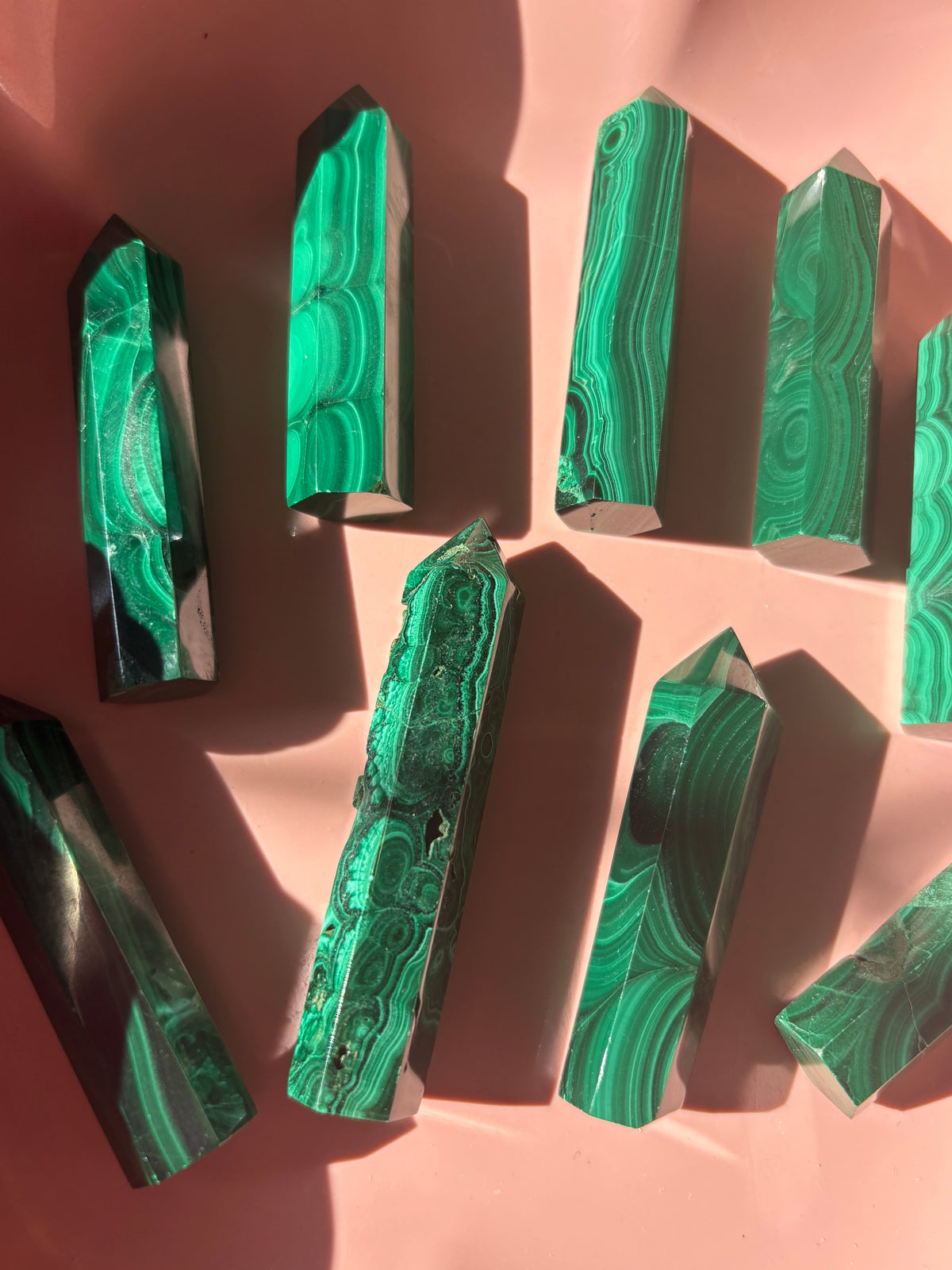 Small Natural Malachite Tower – Polished Green Crystal Point