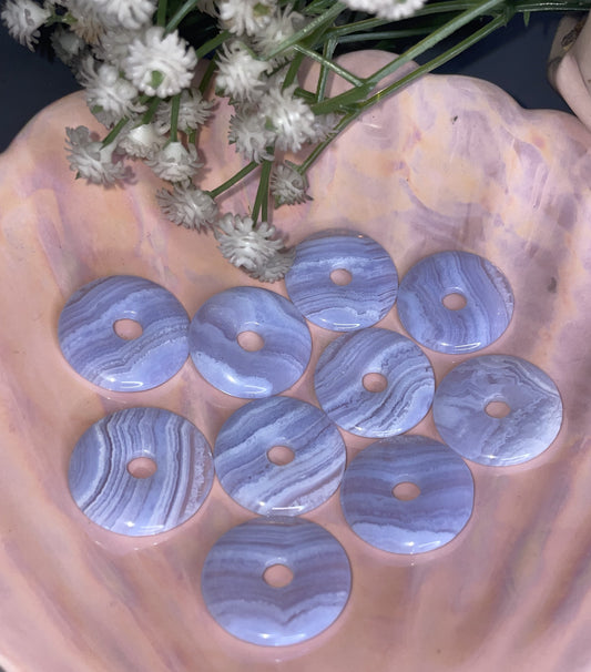 AAA Grade Blue Lace Agate Donut From Namibia