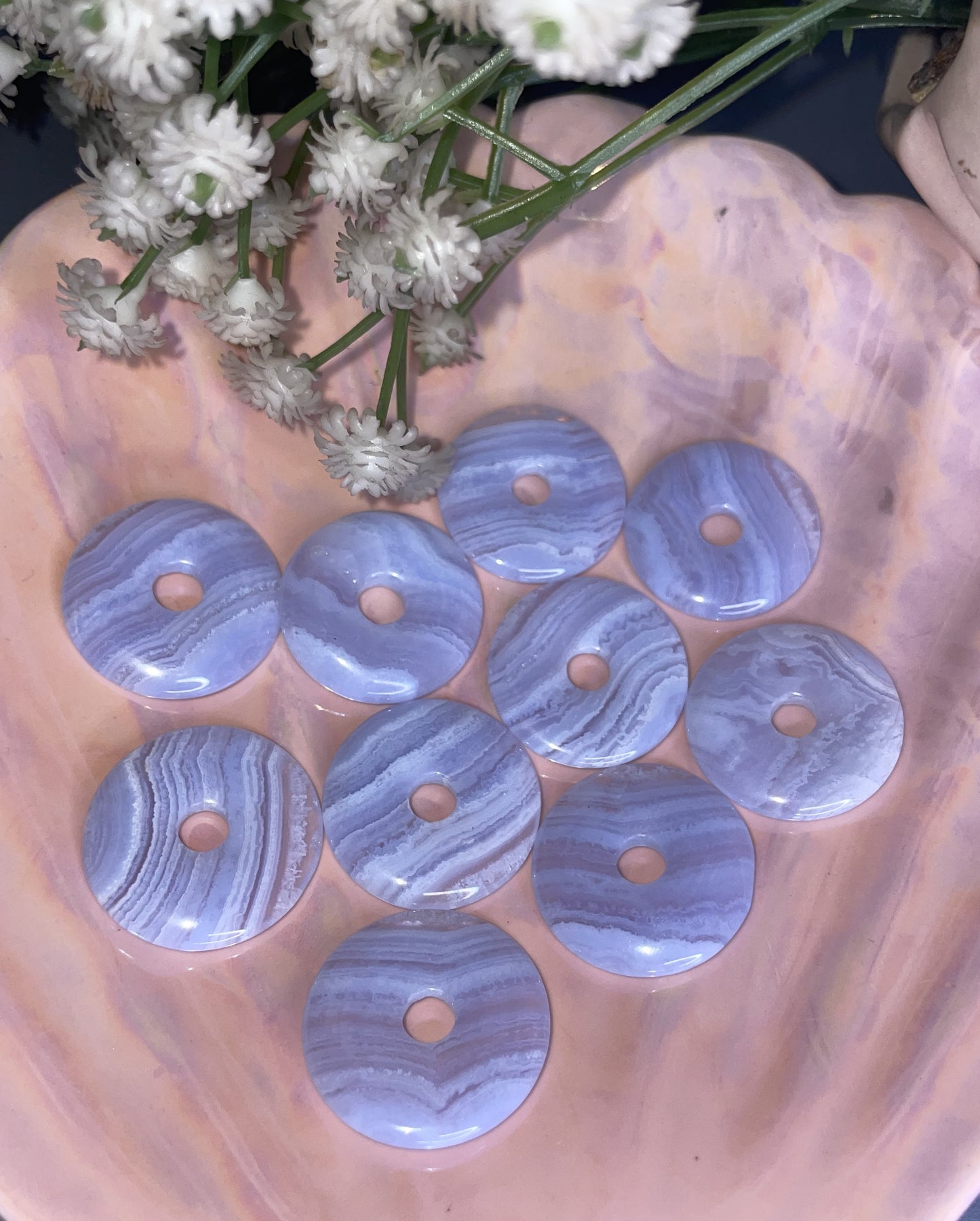 AAA Grade Blue Lace Agate Donut From Namibia
