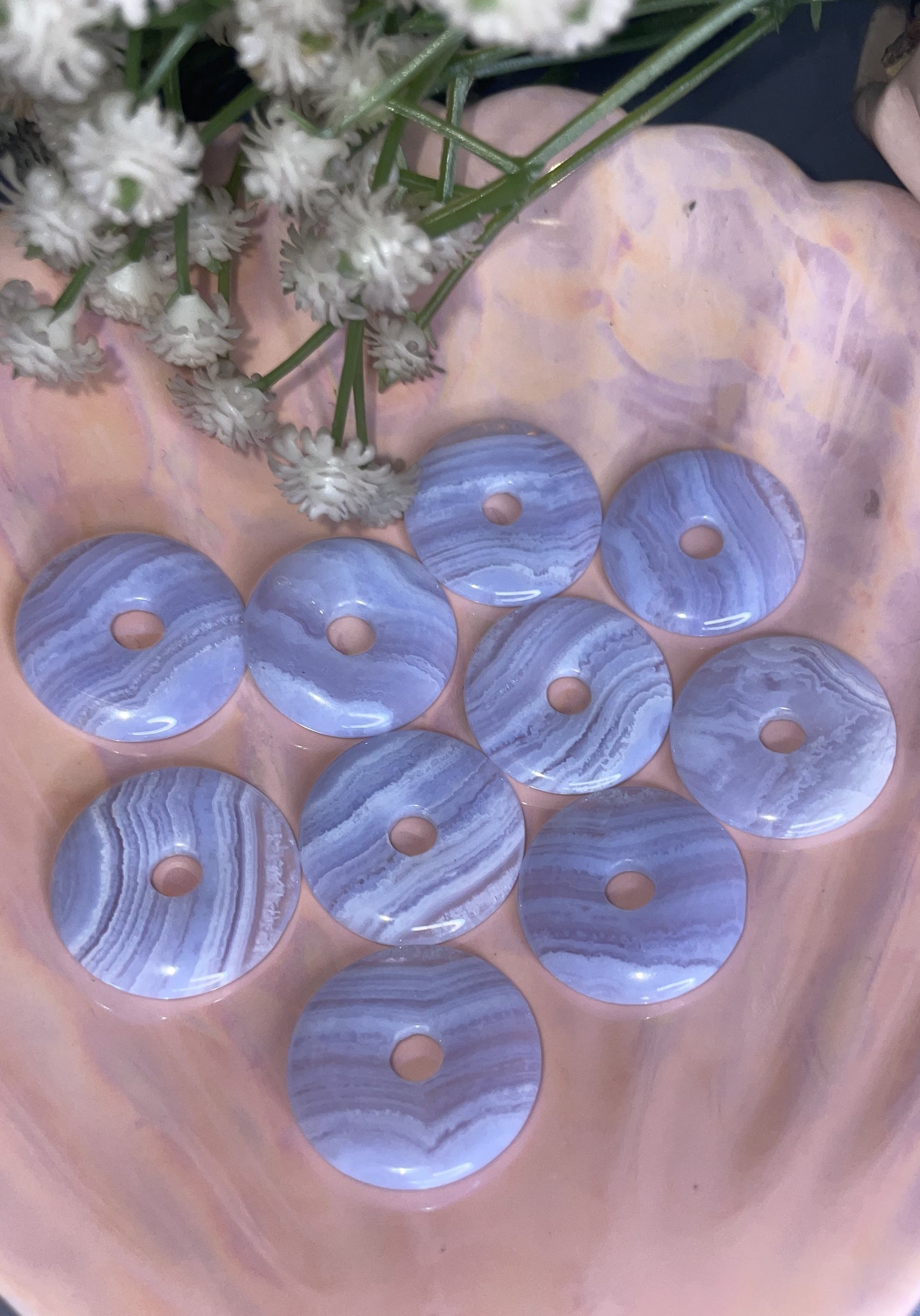 AAA Grade Blue Lace Agate Donut From Namibia