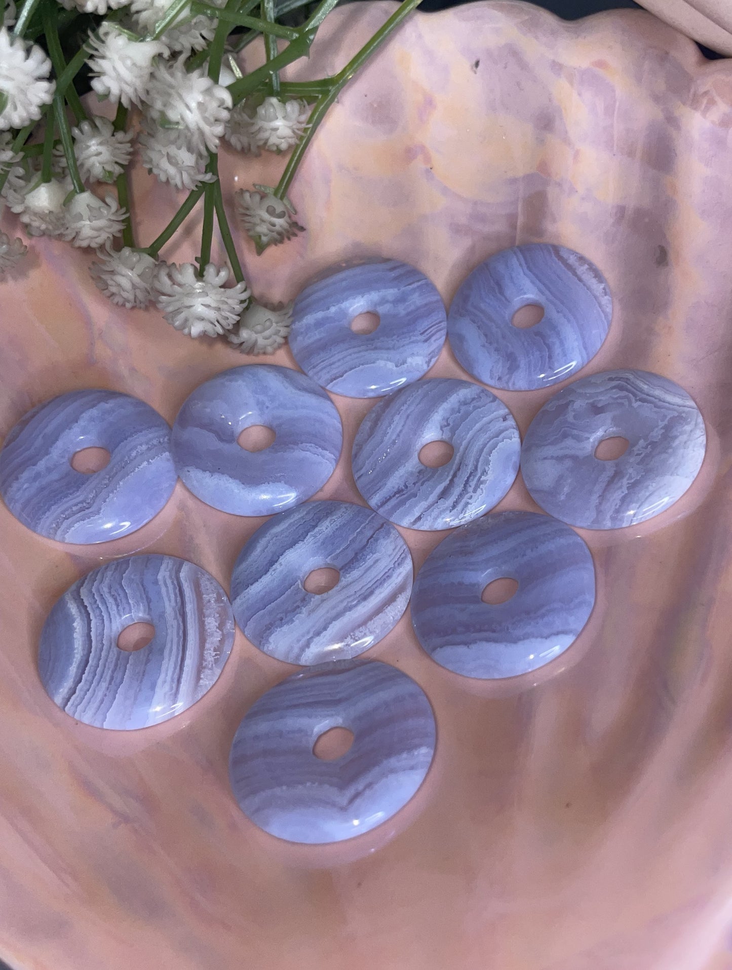 AAA Grade Blue Lace Agate Donut From Namibia