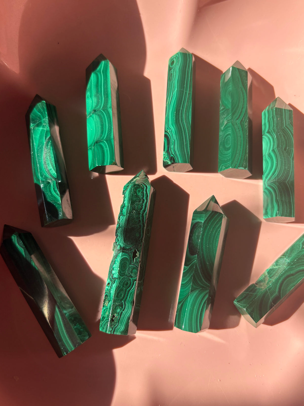 Small Natural Malachite Tower – Polished Green Crystal Point