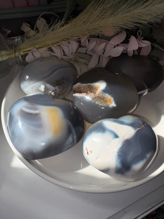 Orca Agate Hearts From Madagascar