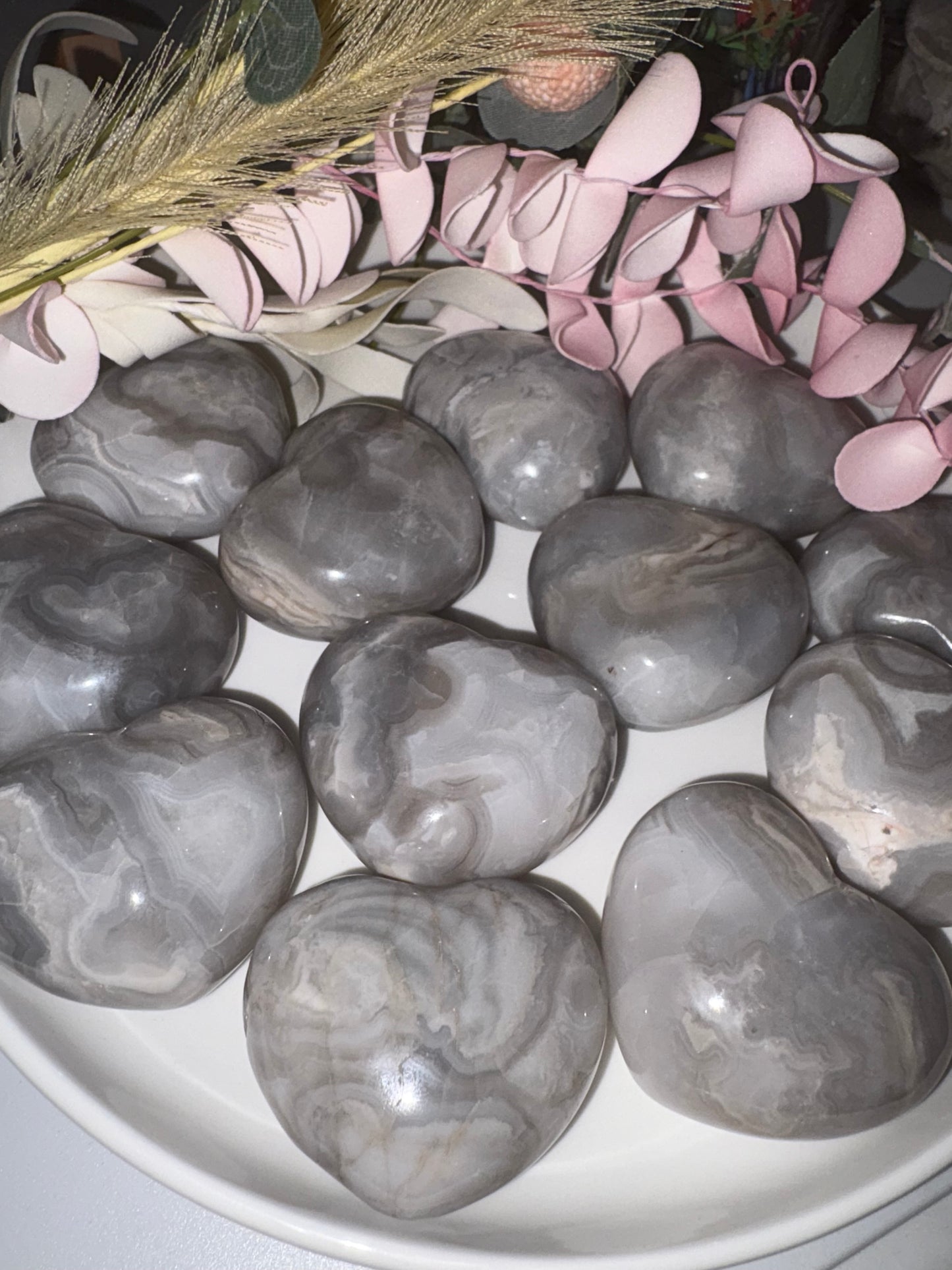 White Mexican Agate Heart