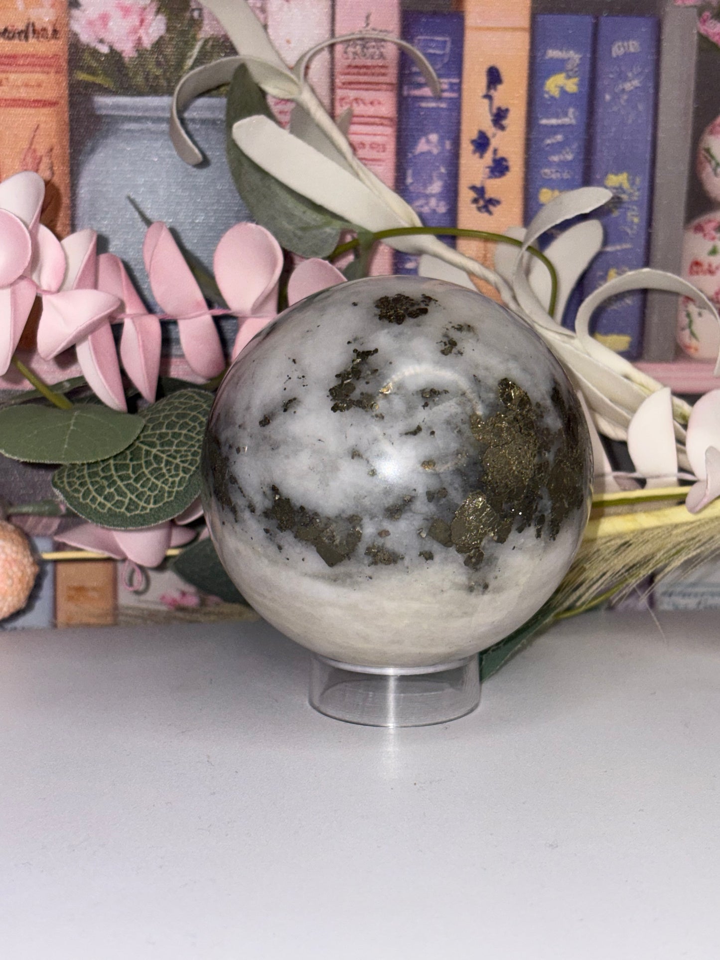 Pyrite in Opal Sphere