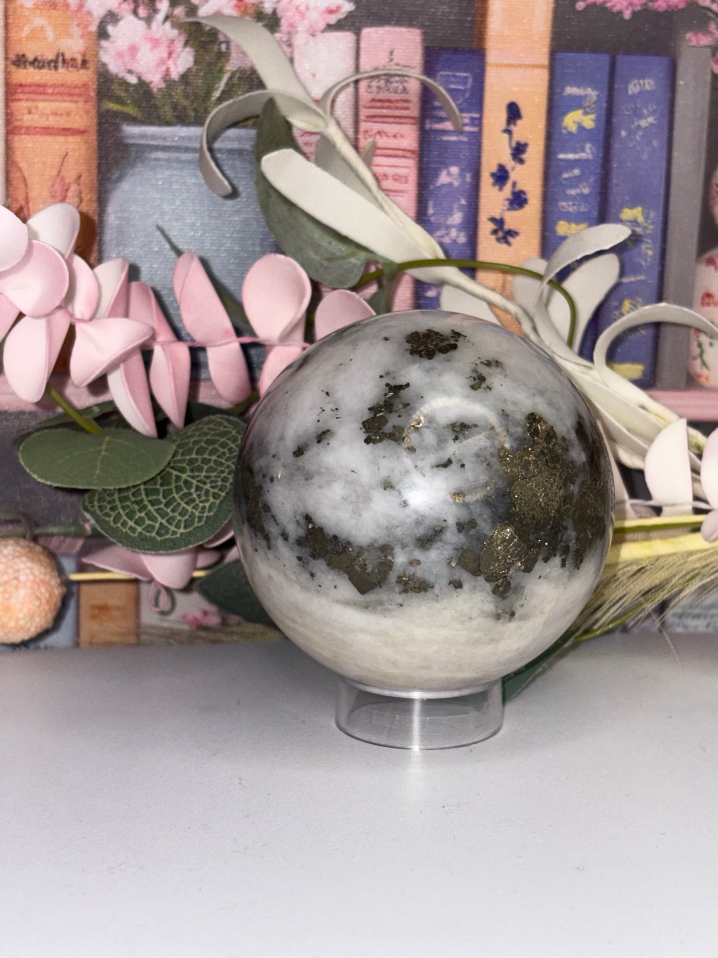 Pyrite in Opal Sphere