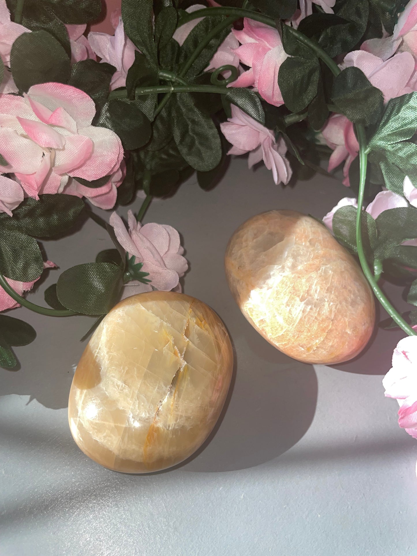 Larger Peach Moonstone Palm Stone