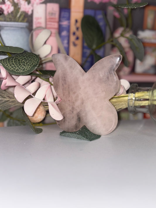 Rose Quartz Butterfly Carving