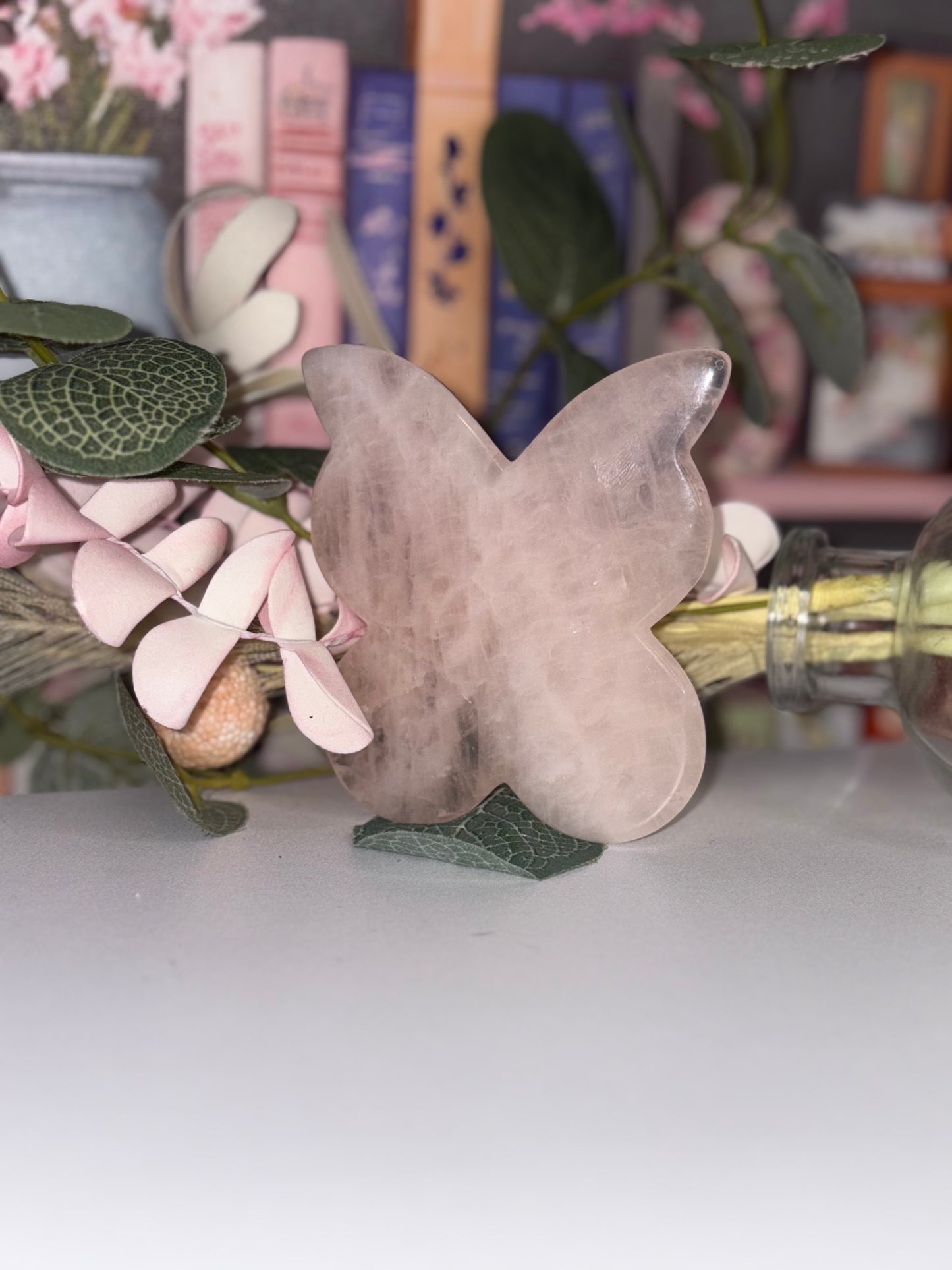 Rose Quartz Butterfly Carving