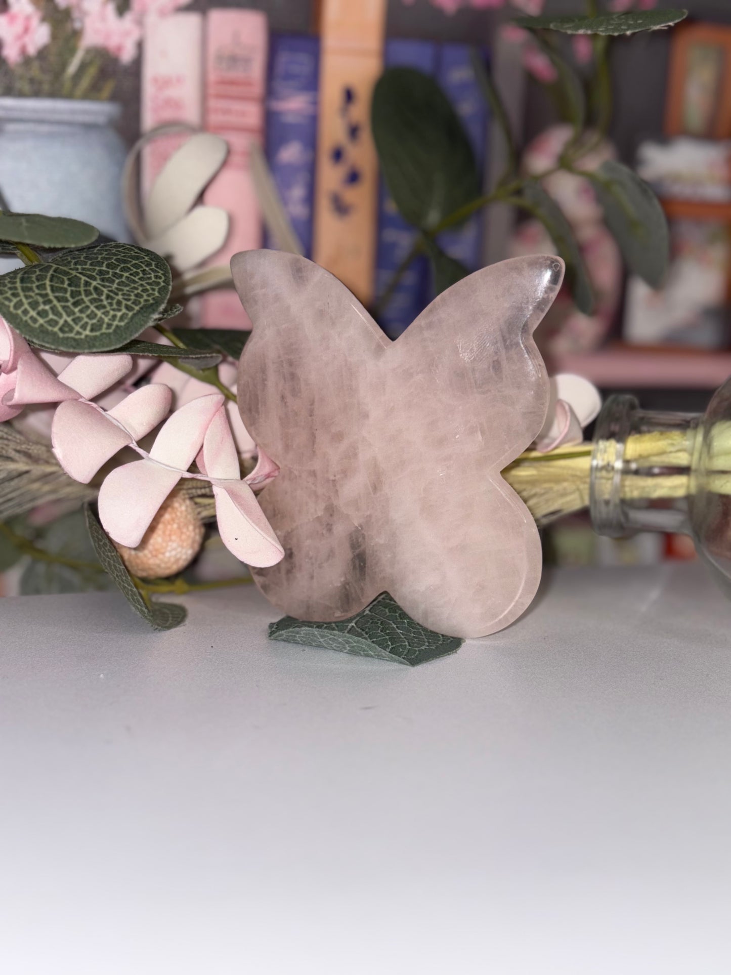 Rose Quartz Butterfly Carving