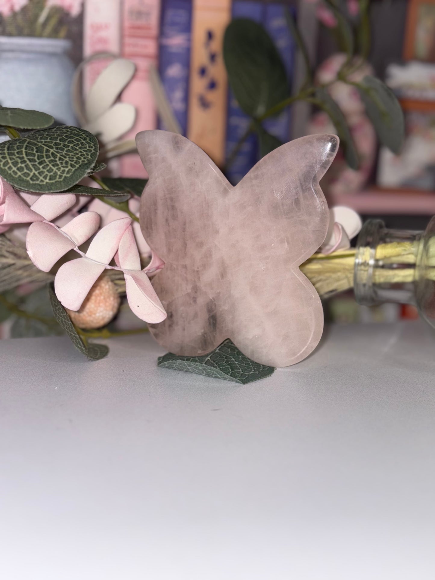 Rose Quartz Butterfly Carving