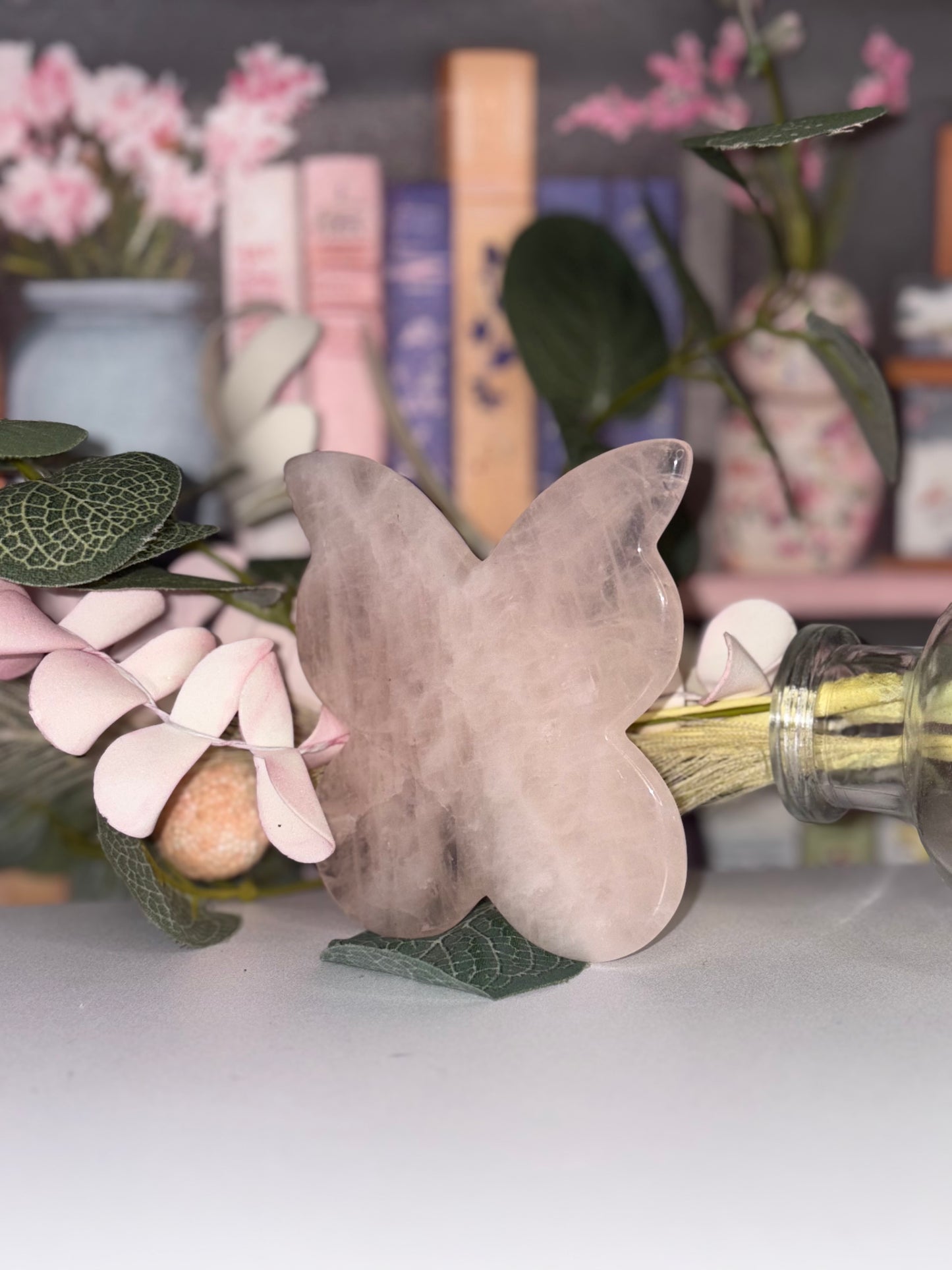 Rose Quartz Butterfly Carving
