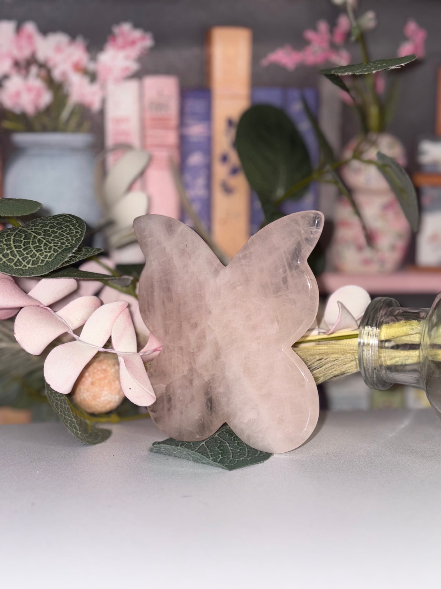 Rose Quartz Butterfly Carving