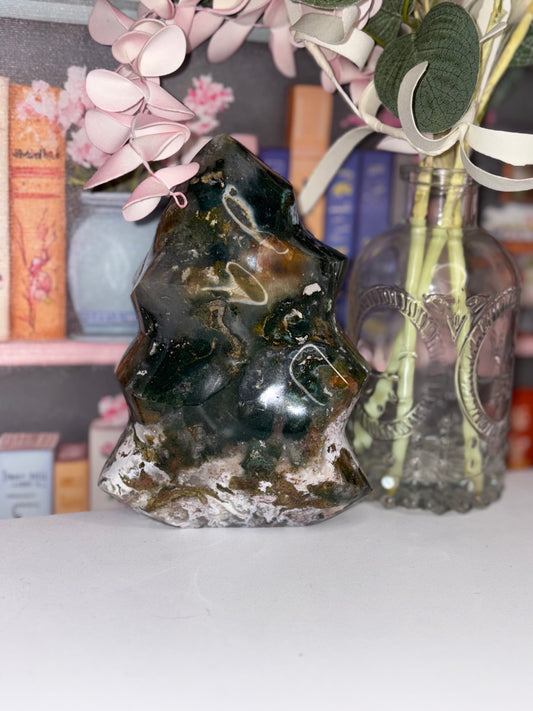 High Grade (Rare) Ocean Jasper Flame Carving