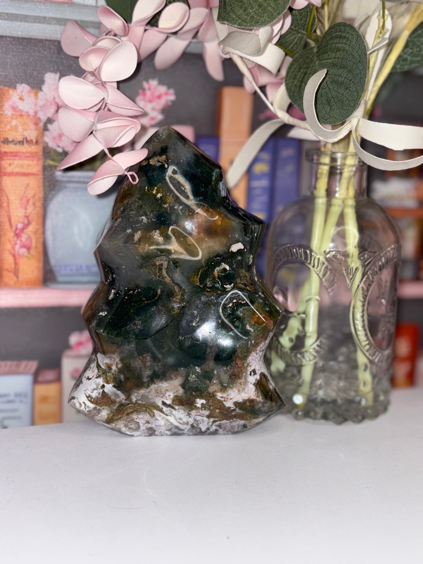 High Grade (Rare) Ocean Jasper Flame Carving