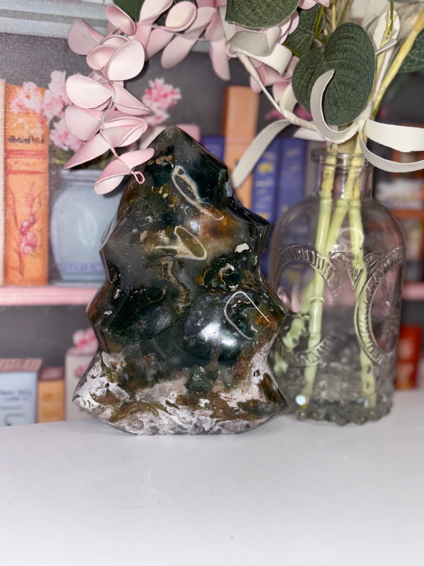 High Grade (Rare) Ocean Jasper Flame Carving