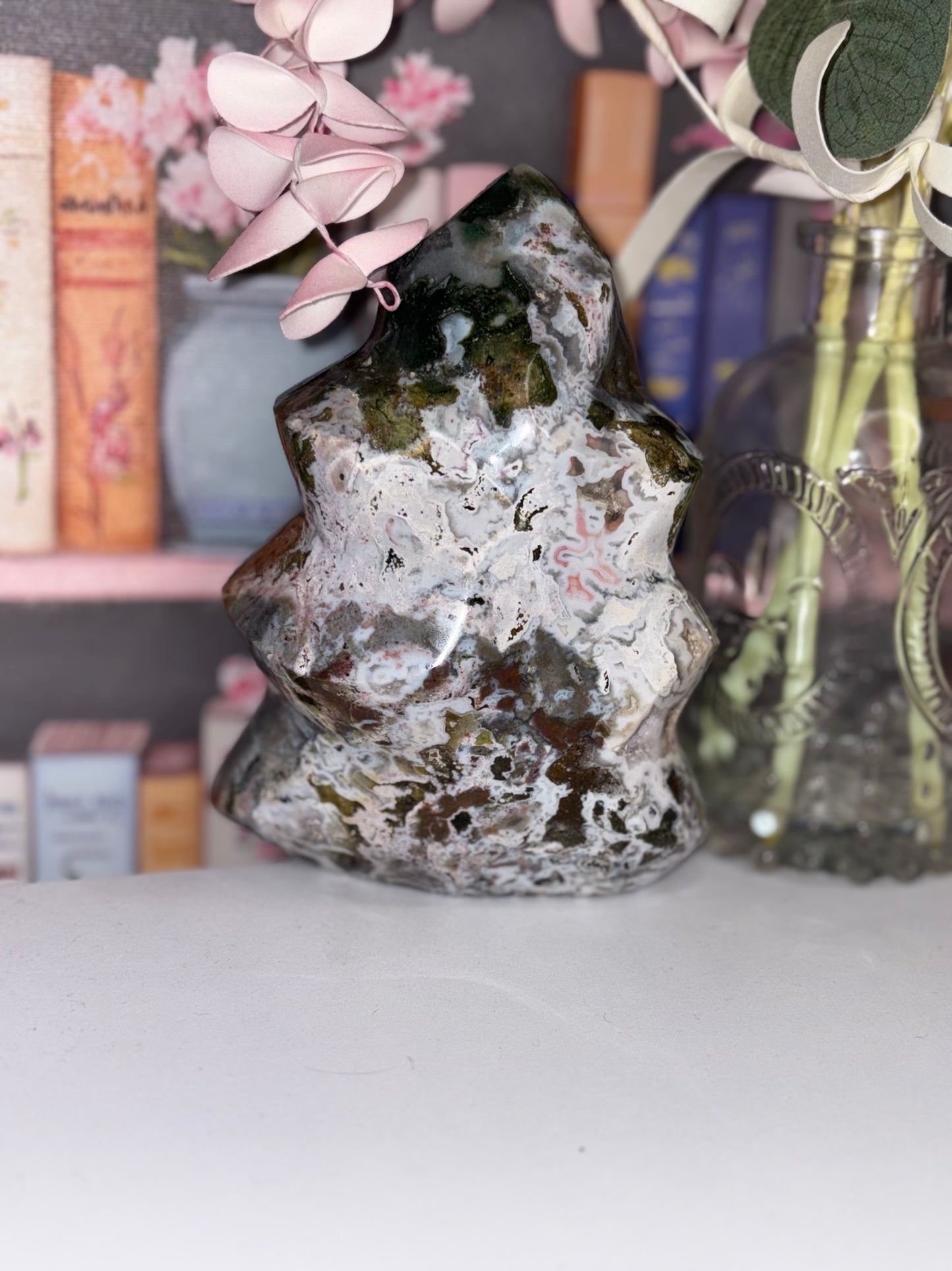 High Grade (Rare) Ocean Jasper Flame Carving