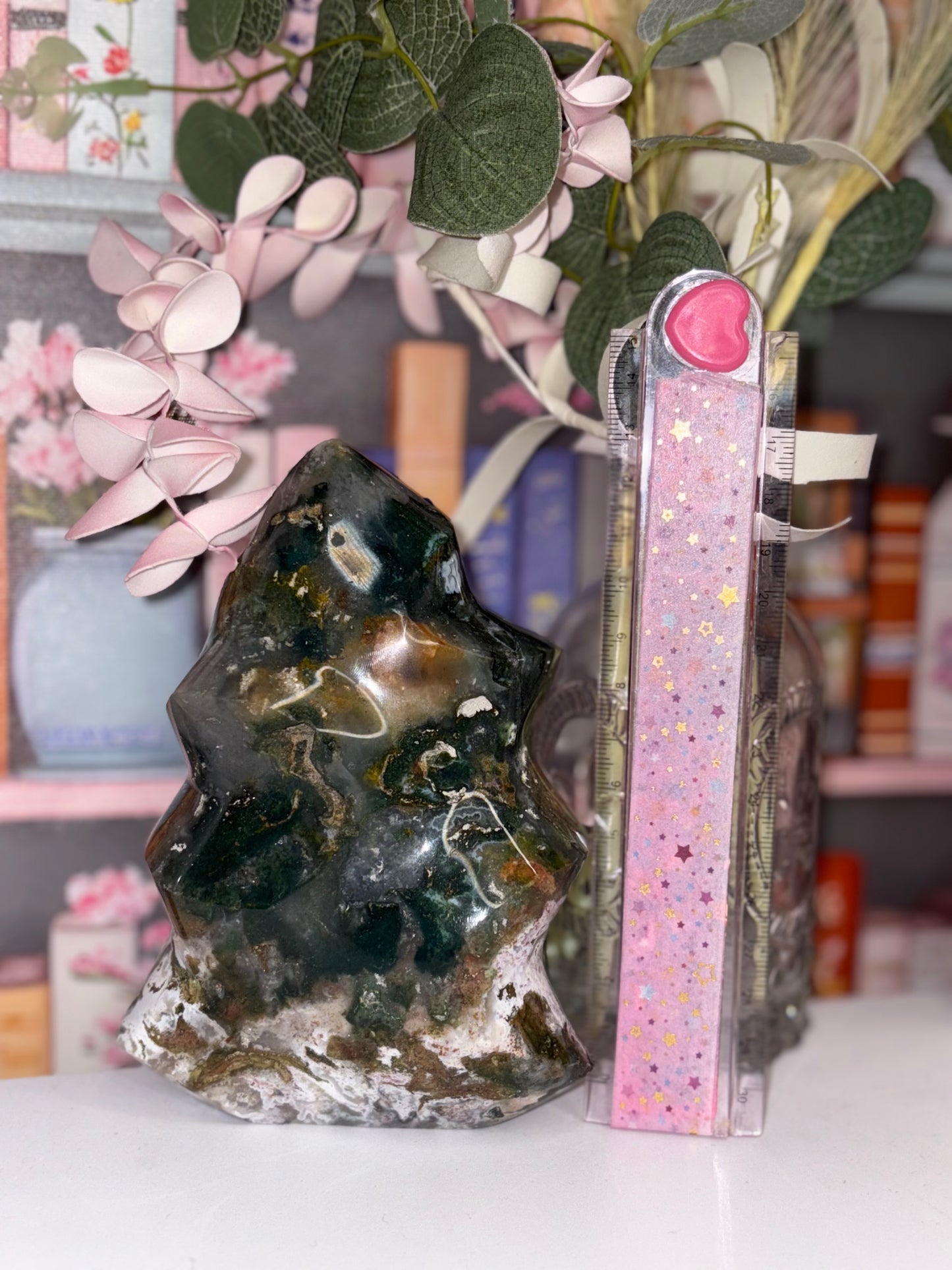 High Grade (Rare) Ocean Jasper Flame Carving