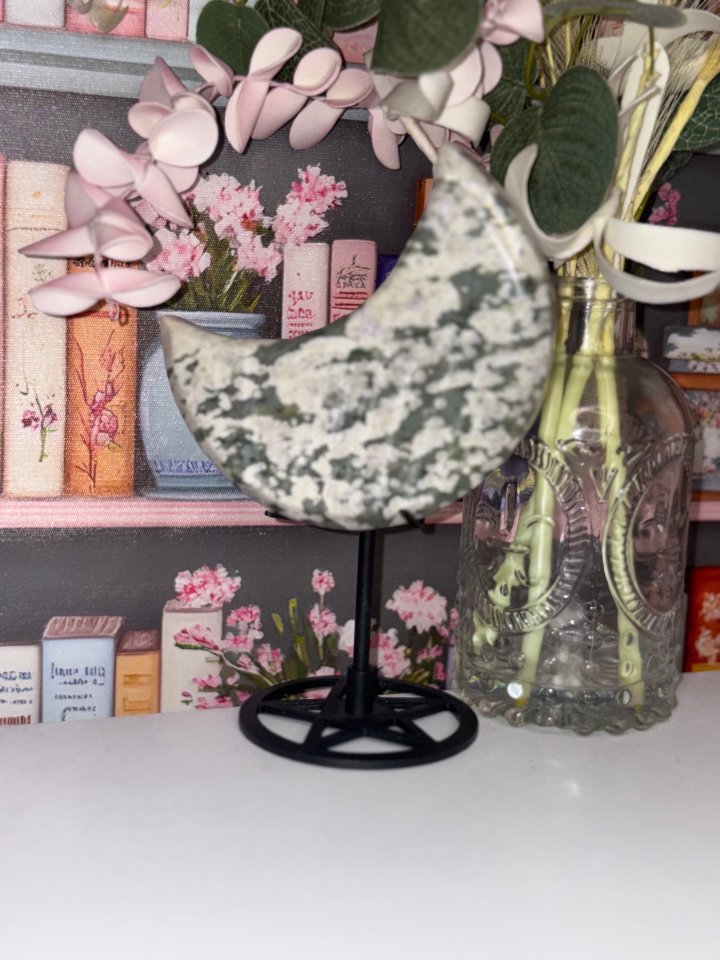 Authentic Ocean Jasper Half Moon Carving From Madagascar