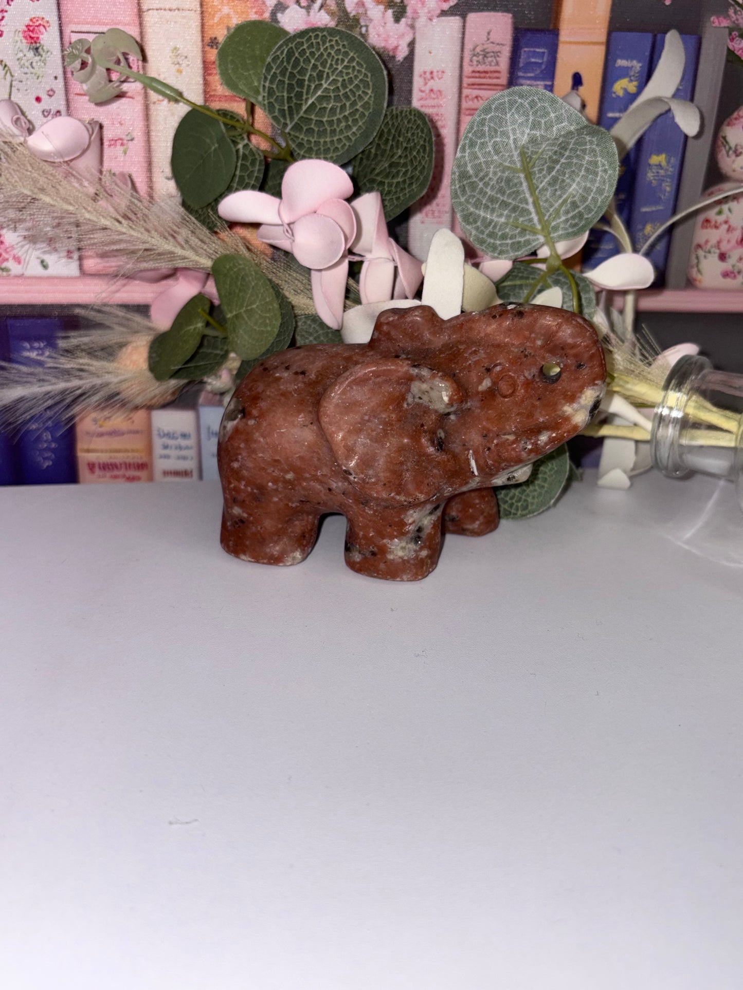 Red Calcite Elephant - Stunning Hand Carved Piece from Mexico