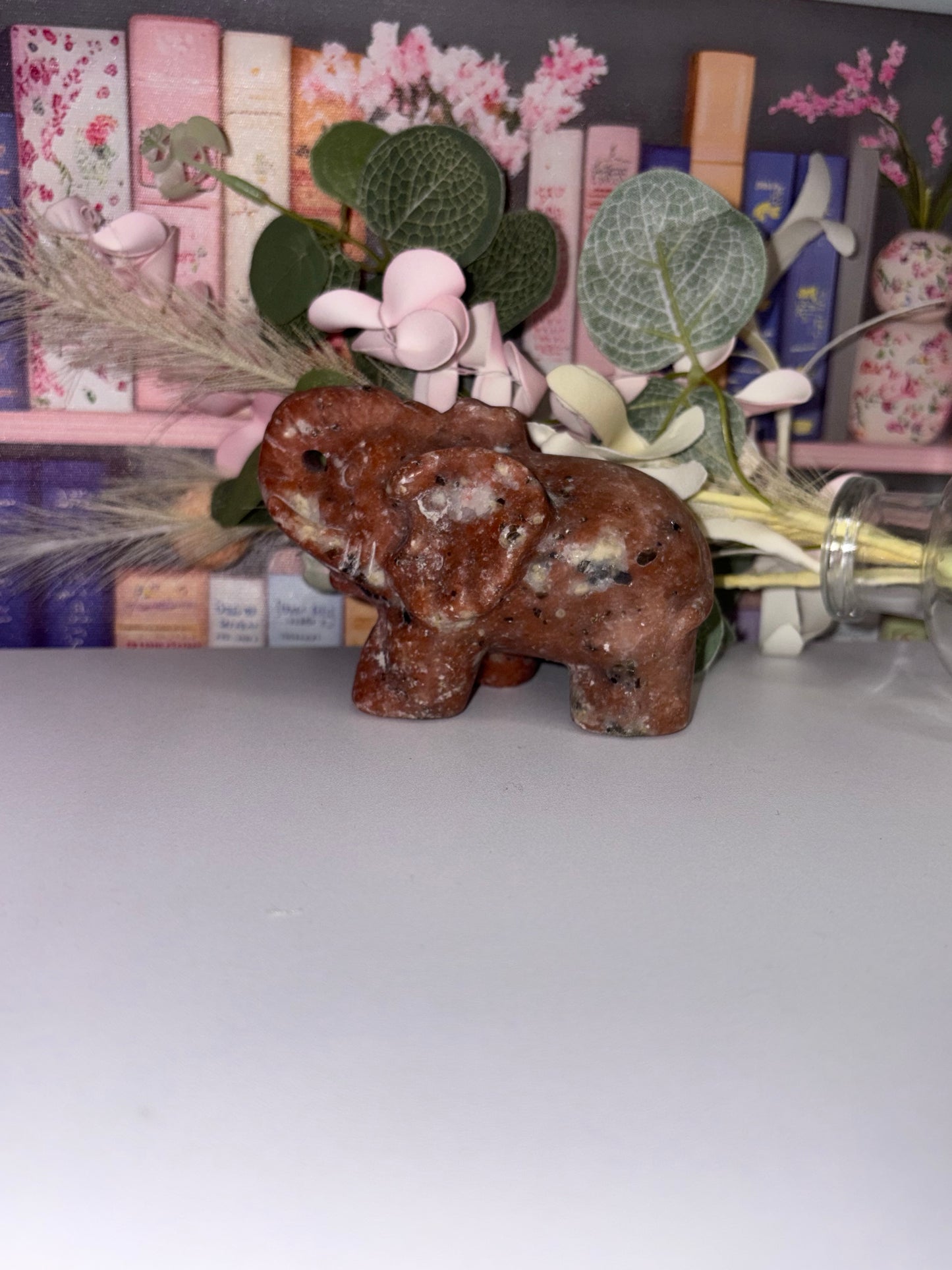 Red Calcite Elephant - Stunning Hand Carved Piece from Mexico