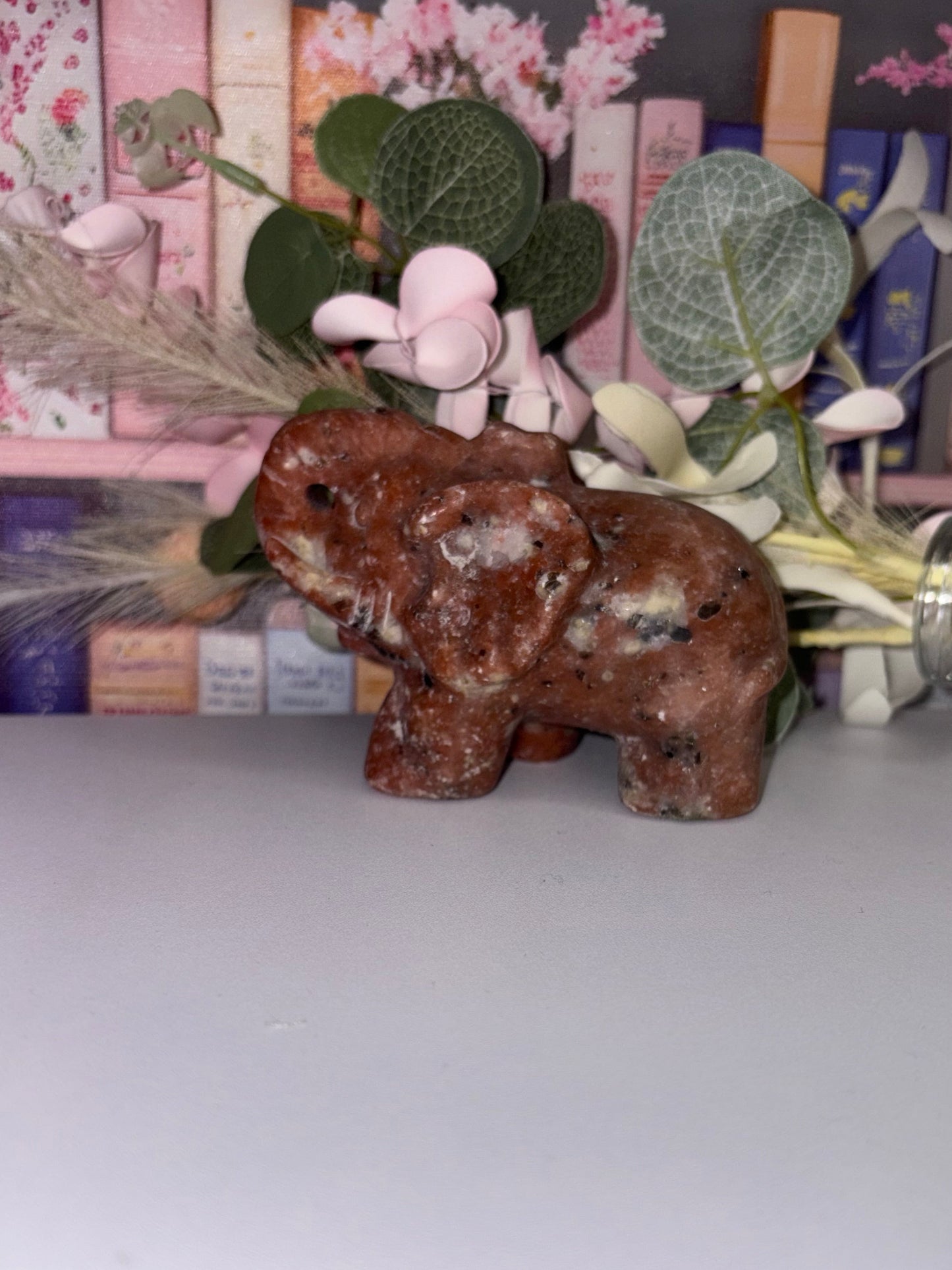 Red Calcite Elephant - Stunning Hand Carved Piece from Mexico
