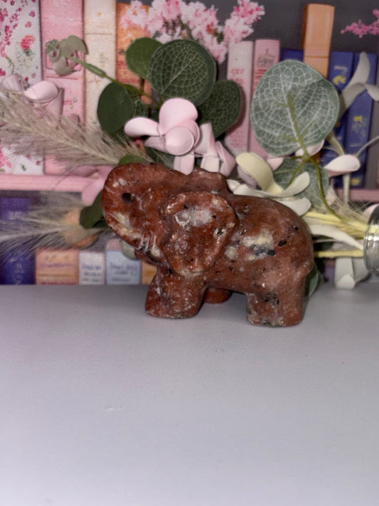 Red Calcite Elephant - Stunning Hand Carved Piece from Mexico