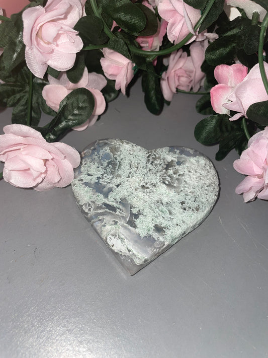 Moss Agate Heart Carving From India - Choose Your Carving