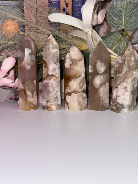 Flower Agate Crystal Tower