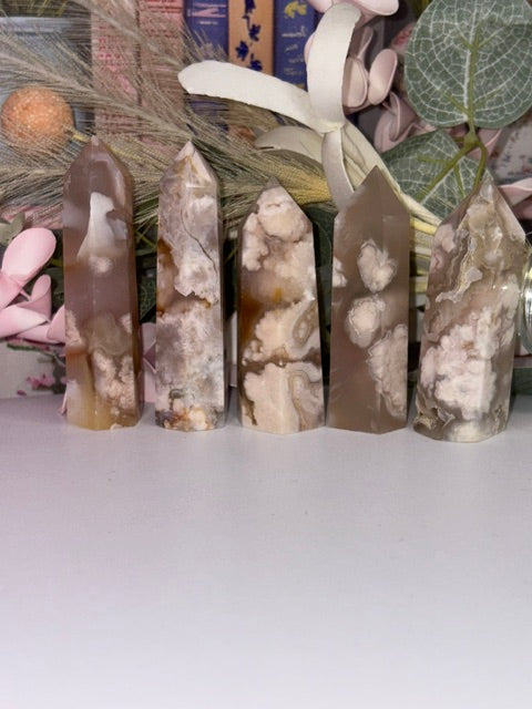 Flower Agate Crystal Tower