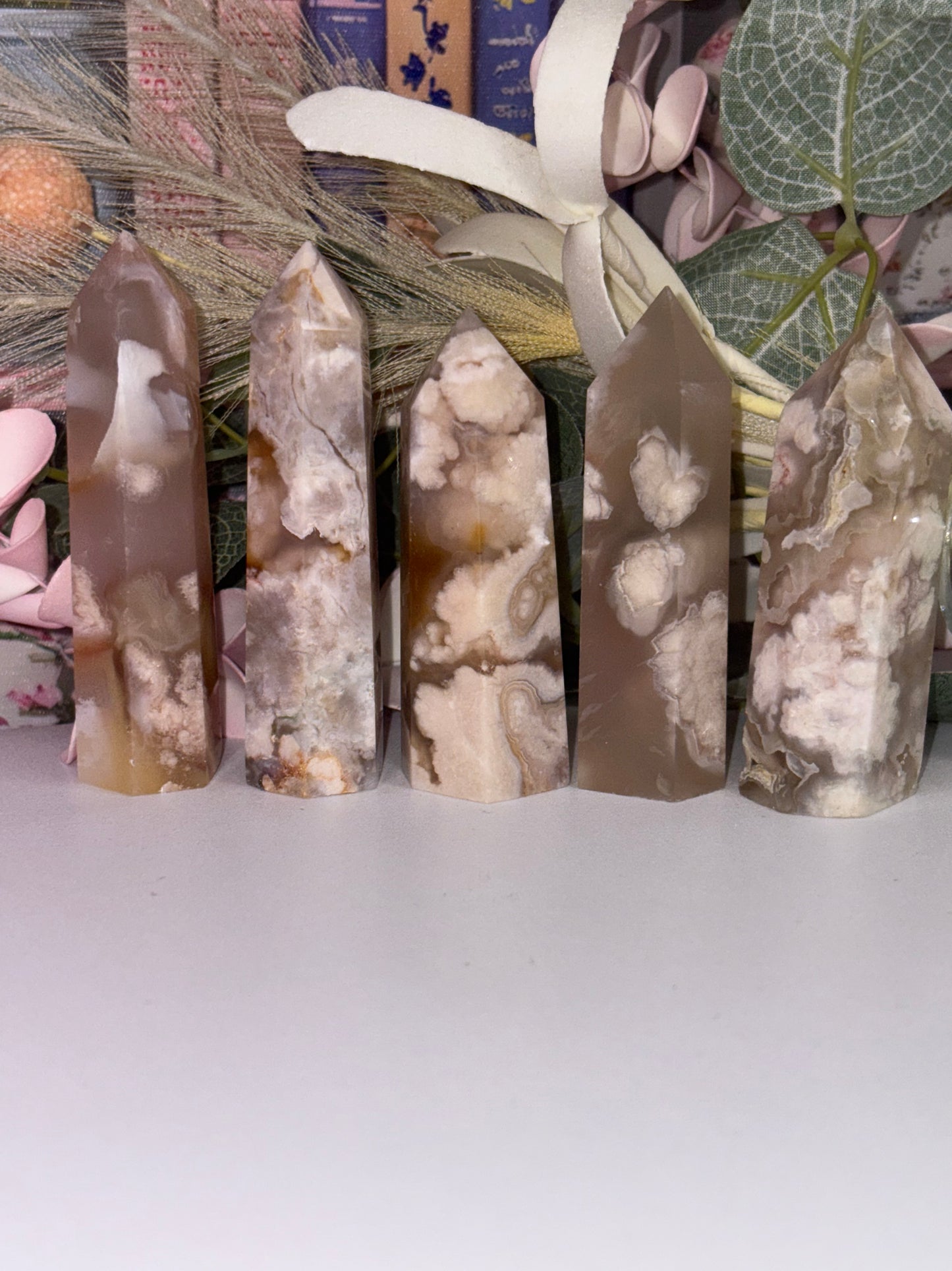 Flower Agate Crystal Tower