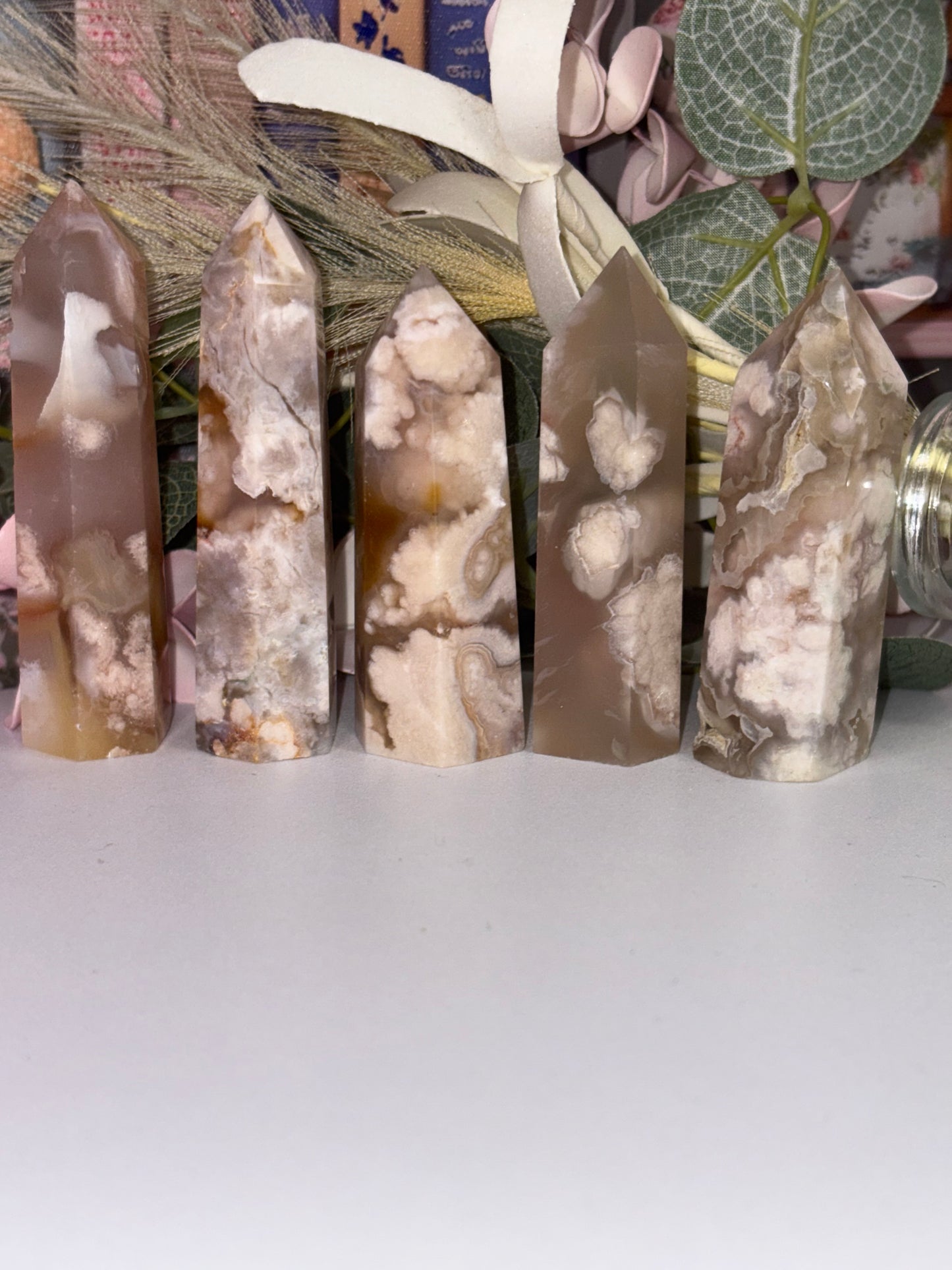Flower Agate Crystal Tower