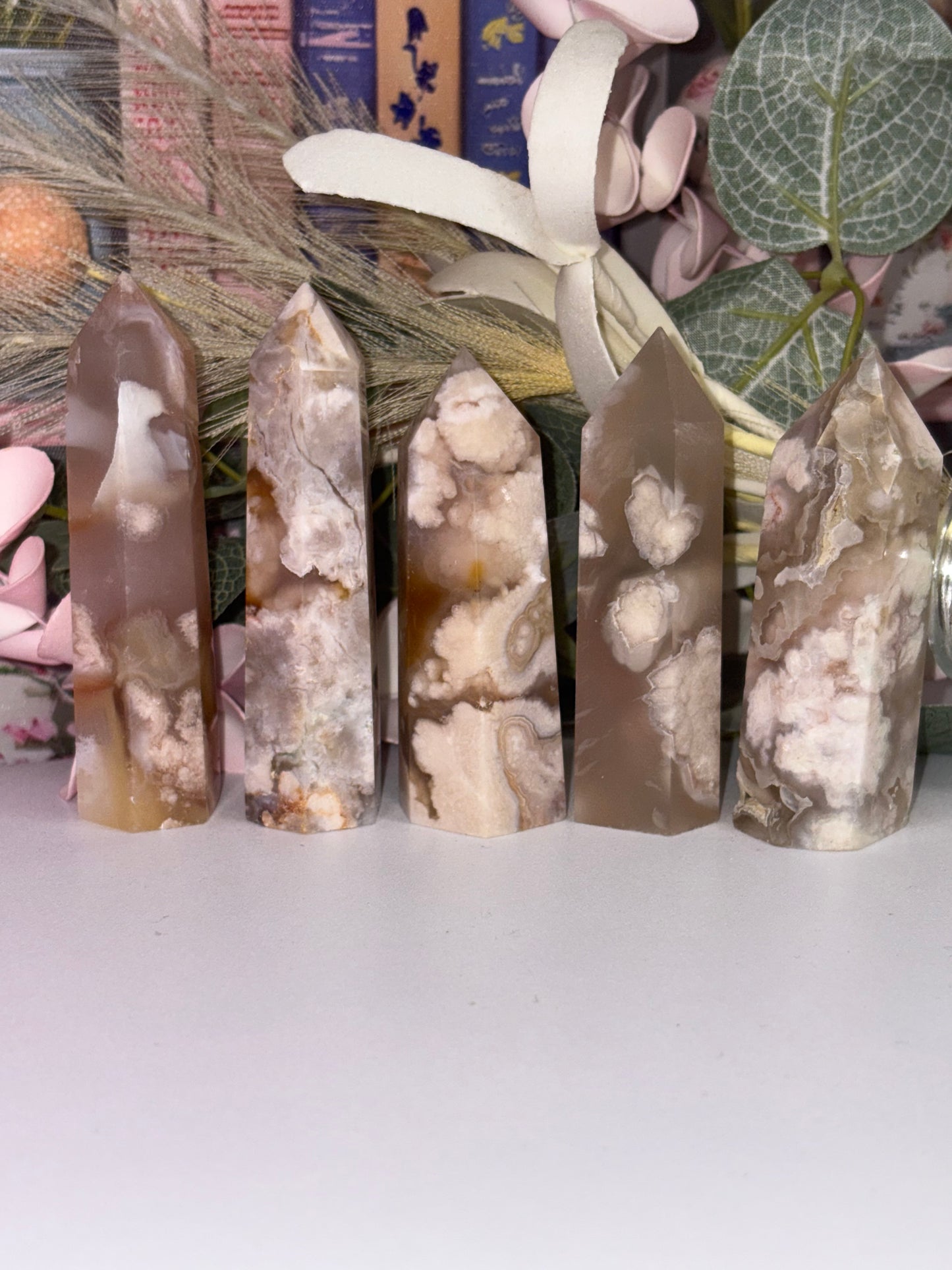 Flower Agate Crystal Tower