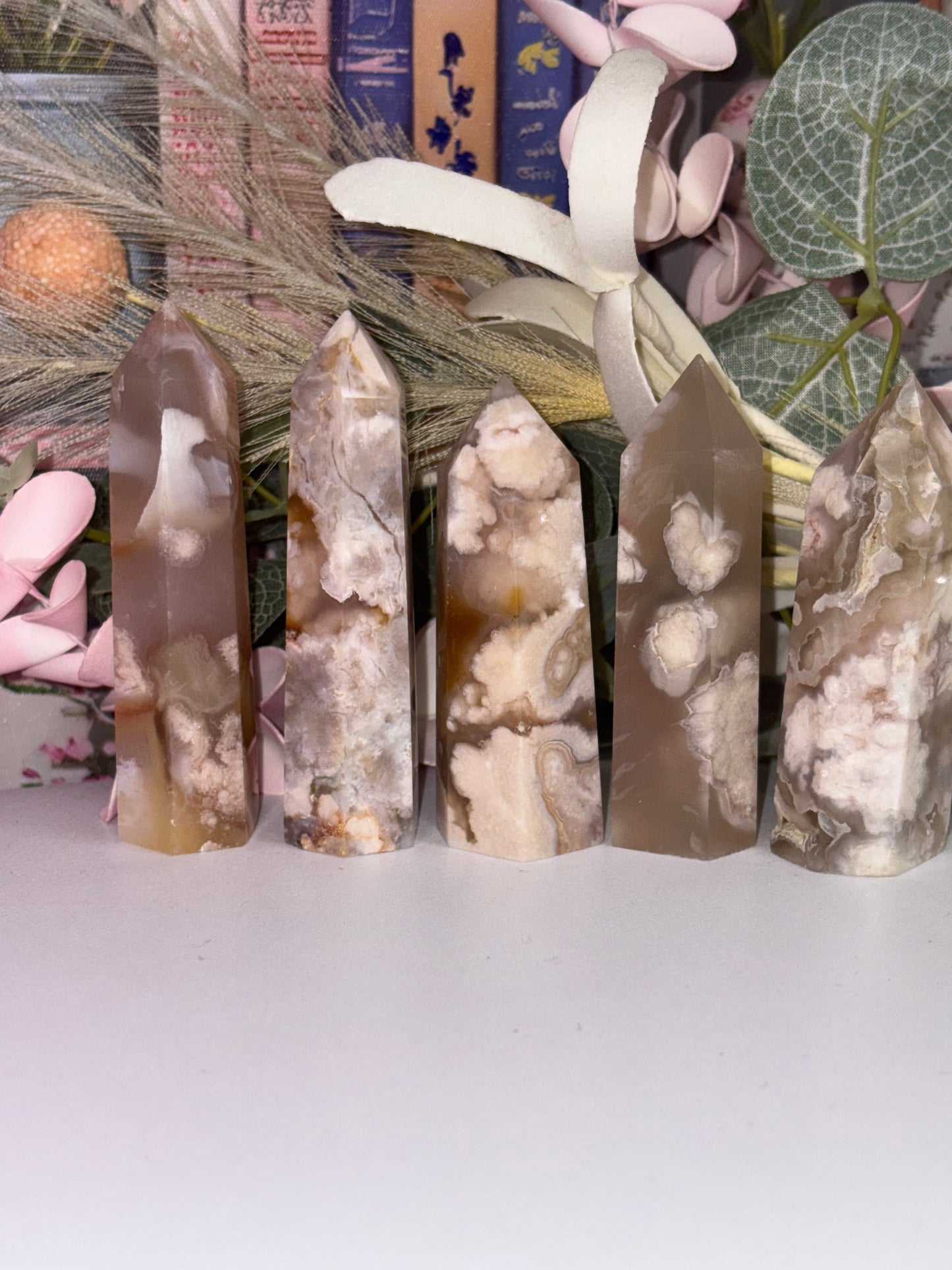 Flower Agate Crystal Tower