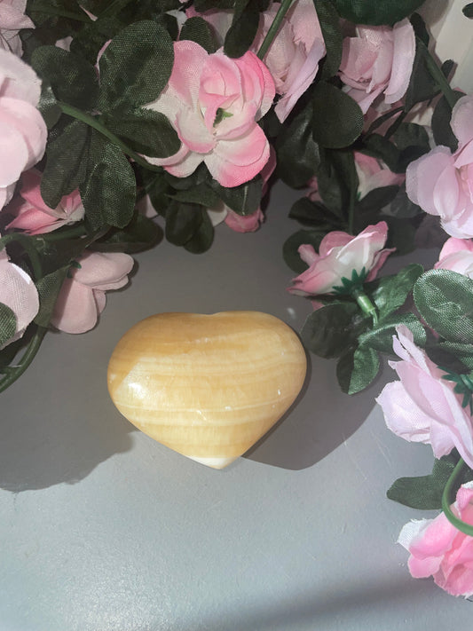 Yellow Calcite Crystal Heart