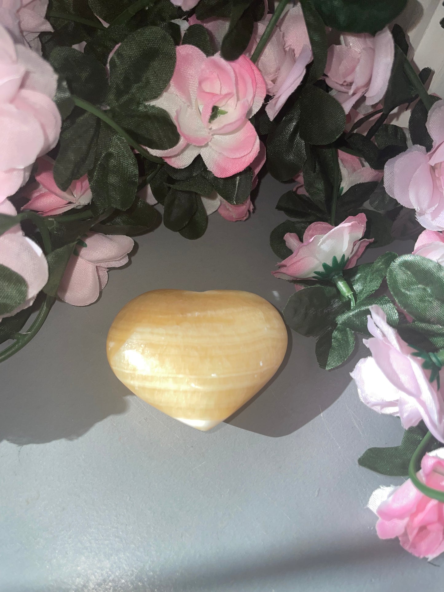 Yellow Calcite Crystal Heart