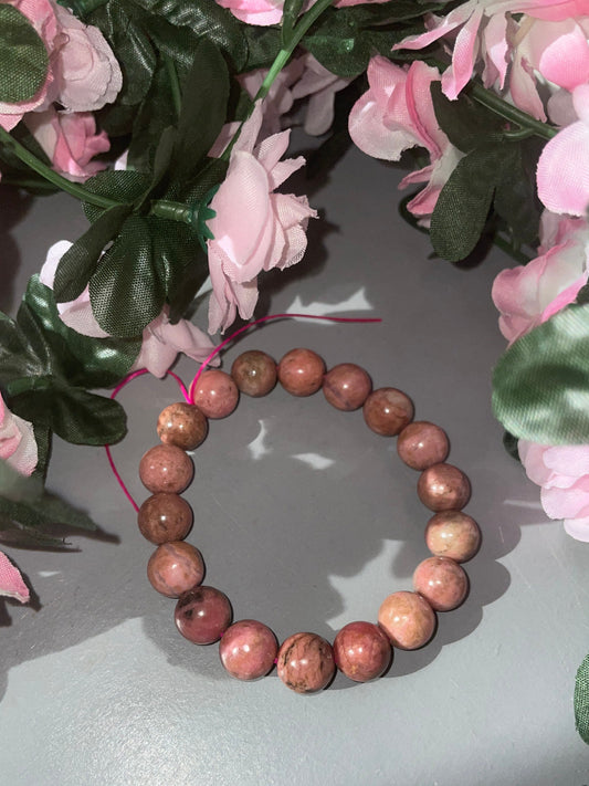 Rhodonite Bracelet 10mm - From Brazil