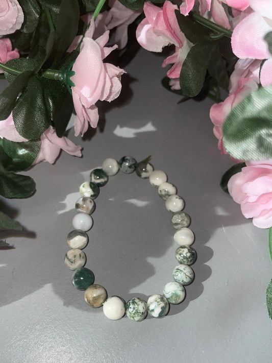 Moss Agate Bracelet 8mm - From India