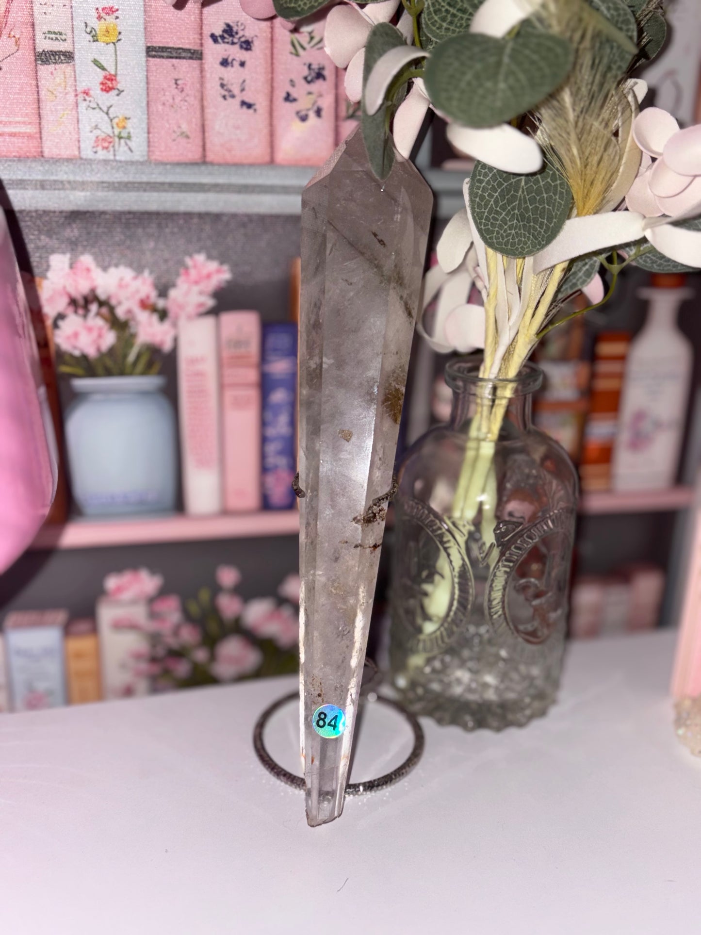 Clear Quartz Wand 84 With Rainbow and Natural Rutile Inclusions