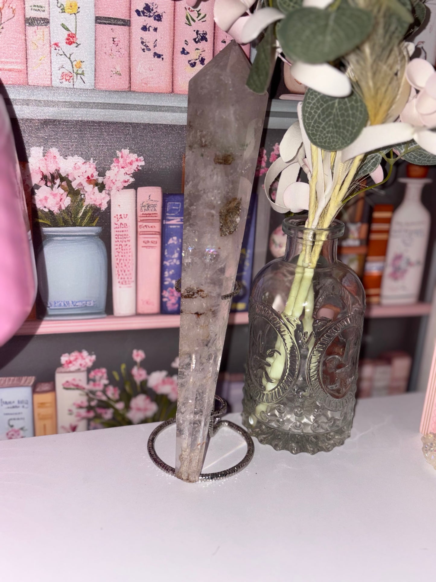 Clear Quartz Wand 84 With Rainbow and Natural Rutile Inclusions