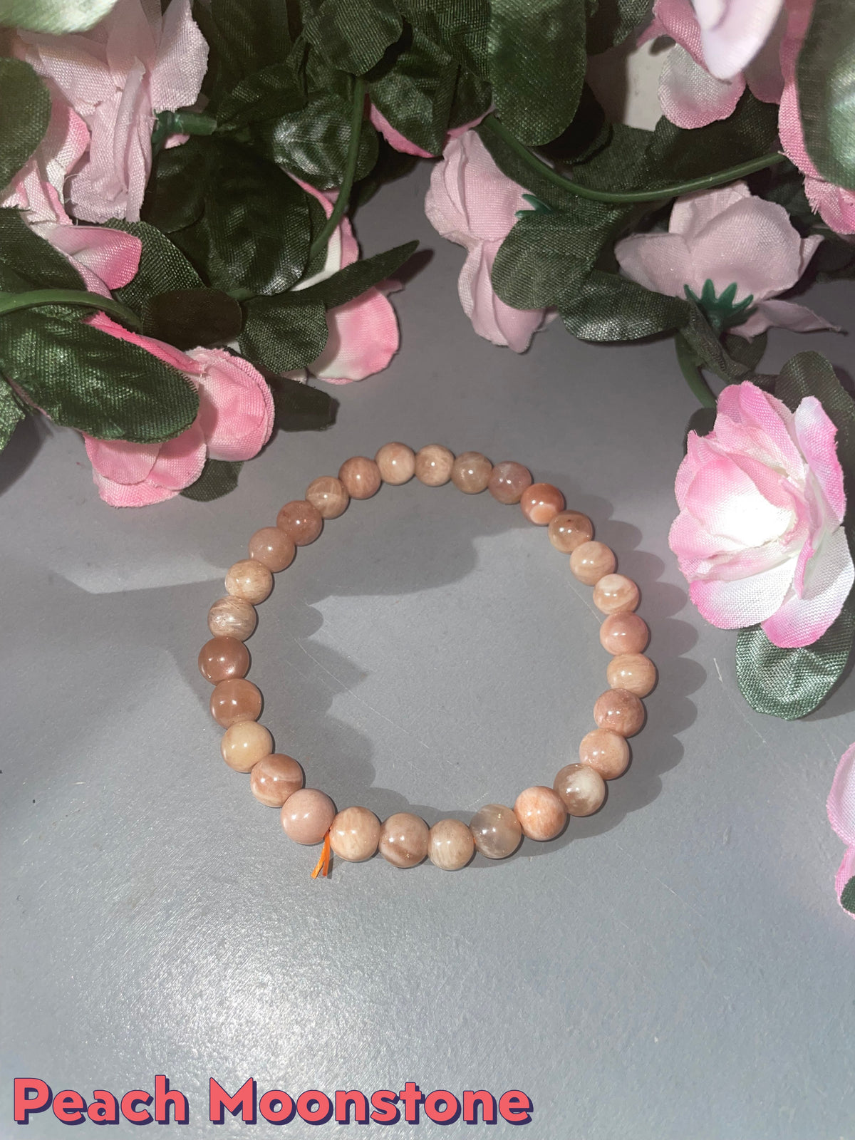 8mm Natural Peach Moonstone Beaded Bracelet