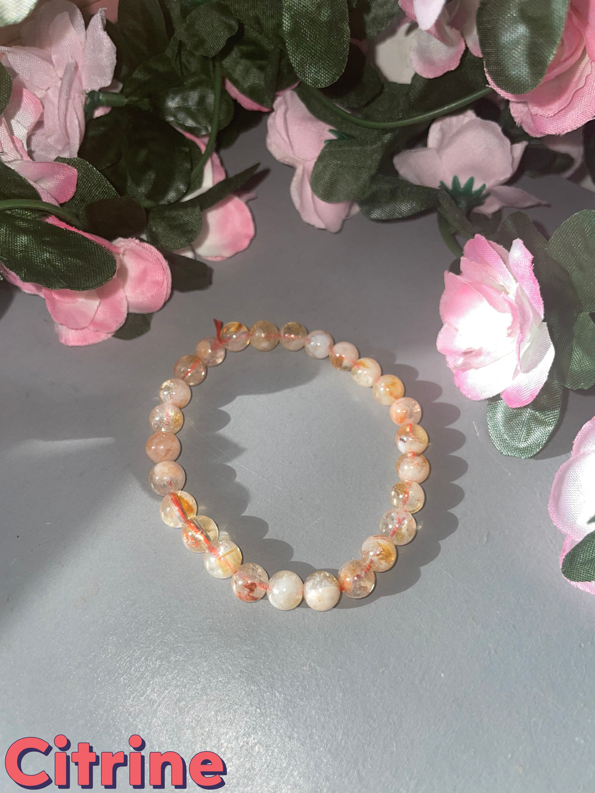 Natural 8mm Citrine Bracelet | Genuine Citrine Quartz Beaded Crystal Bracelet