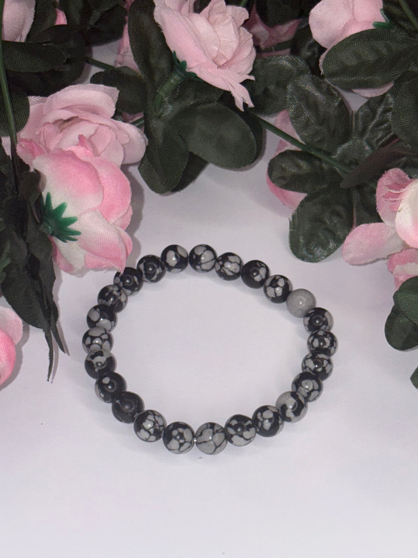 Snowflake Obsidian Bracelet 8mm